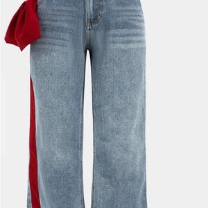 Women's Blue Jeans with Red Accents